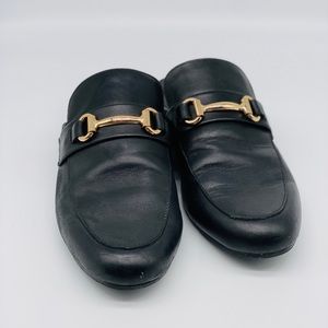 Black Leather Flats